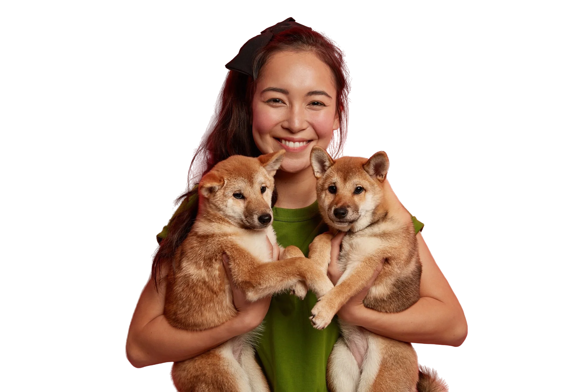 Girl with puppies
